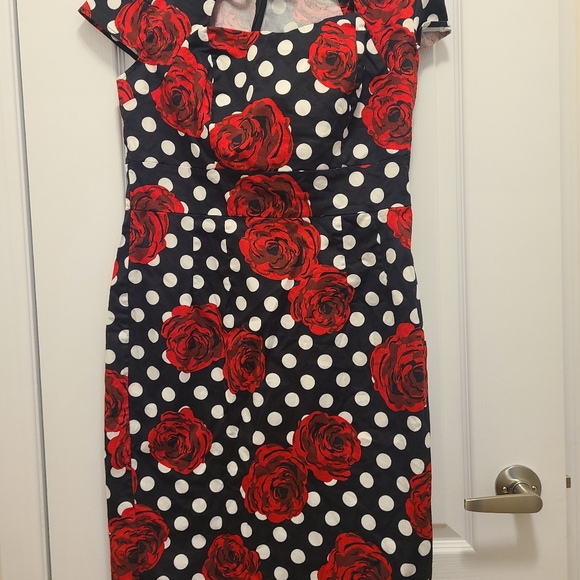 Vintage Red Rose Dress - Picture 1 of 3